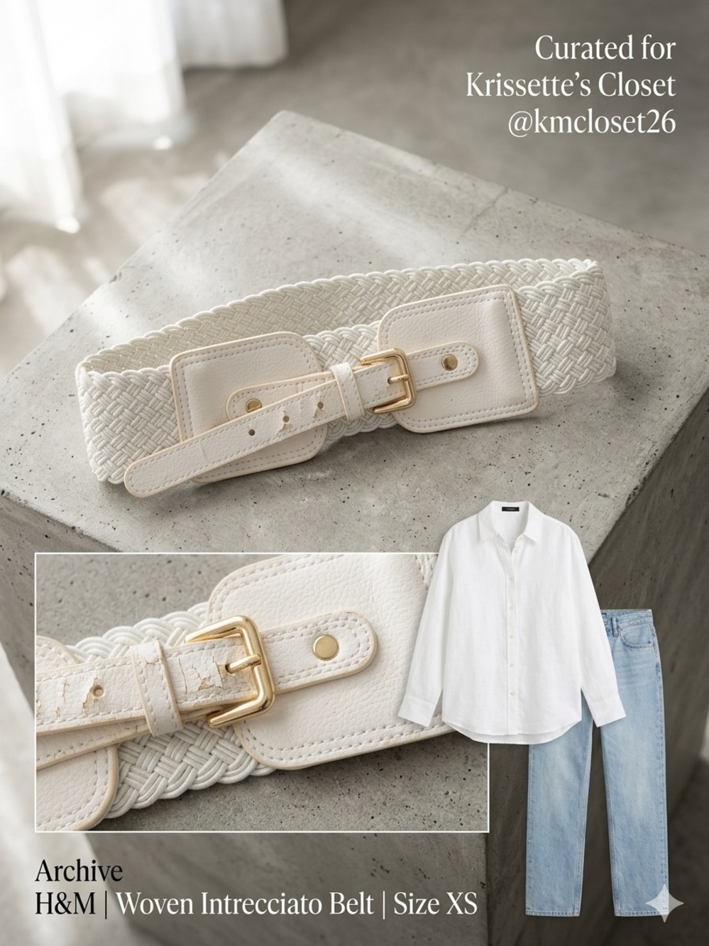 H&M Archive Woven Intrecciato Silhouette Belt — XS